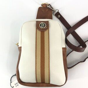 Bostante White And Brown Leather Crossbody Purse NWOT